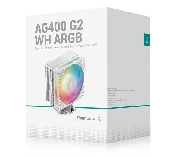 DeepCool AG400 ARGB G2 WH Superior Performance 4 Heatpipe Single Tower CPU Cooler