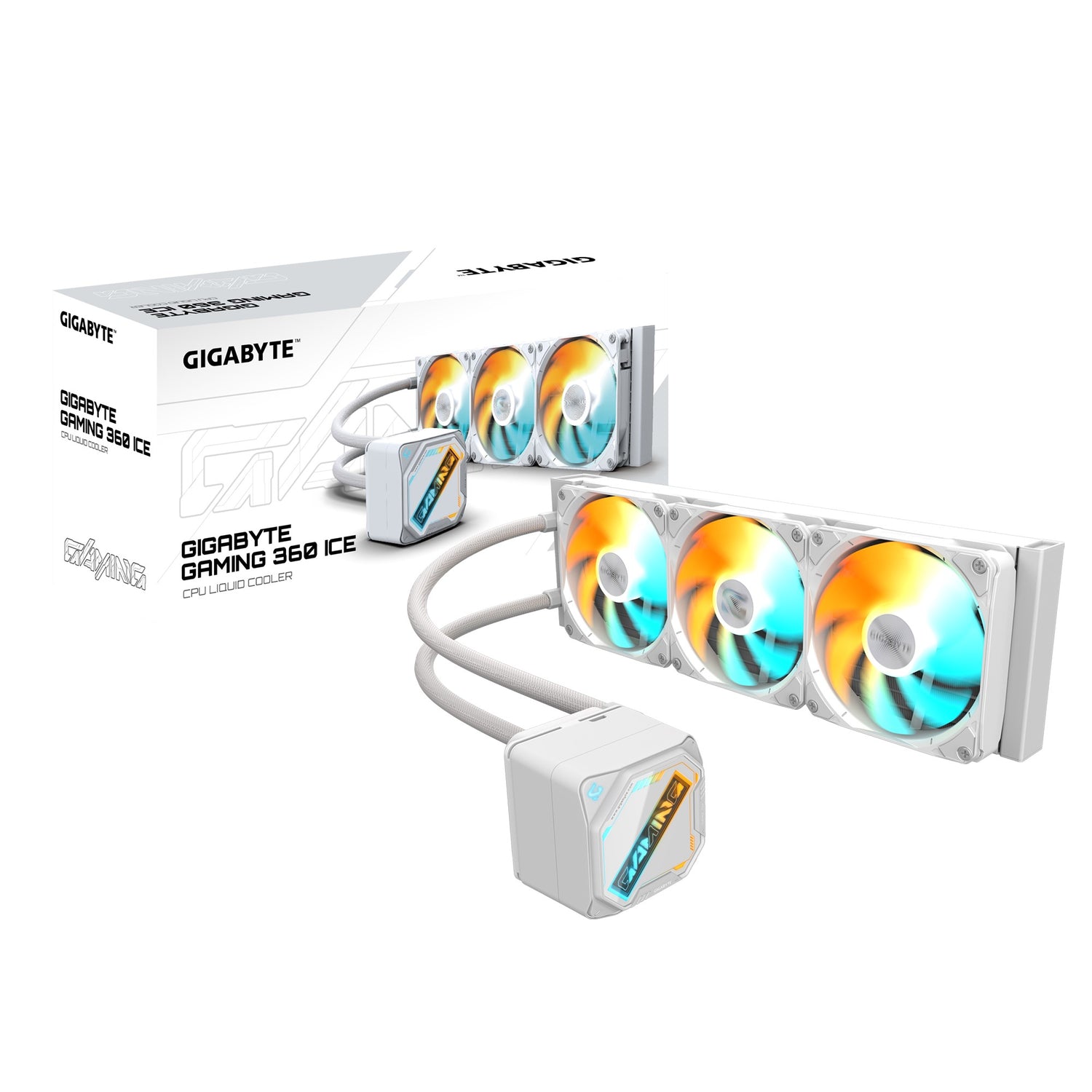 GIGABYTE GAMING 360 ICE all-in-one liquid cooler, Intel 1851 / 1700 / 115X / 1200, AMD AM5 / AM4, Color ICE