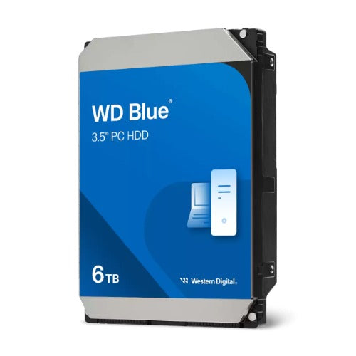Western Digital WD Blue 6TB 3.5' HDD, SATA 6Gb/s, ITR 180 MB/s, 5400RPM, 256MB Cache, CMR Tech, 3.5-inchFORM FACTOR, 2yrs Wty
