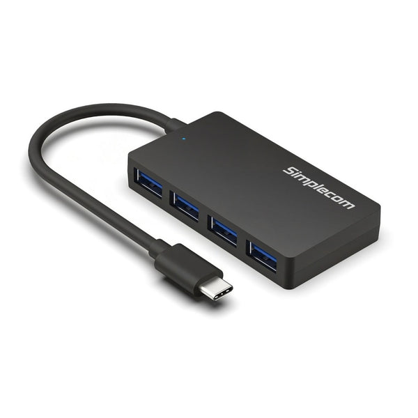 Simplecom CH350 SuperSpeed USB-C to 4xtUSB-A Hub USB 3.2 Gen1, 5Gbps, plug & play, bus-powered, ABS, 76×41×11mm, 35g, 15cm cable, Win/macOS compatibe