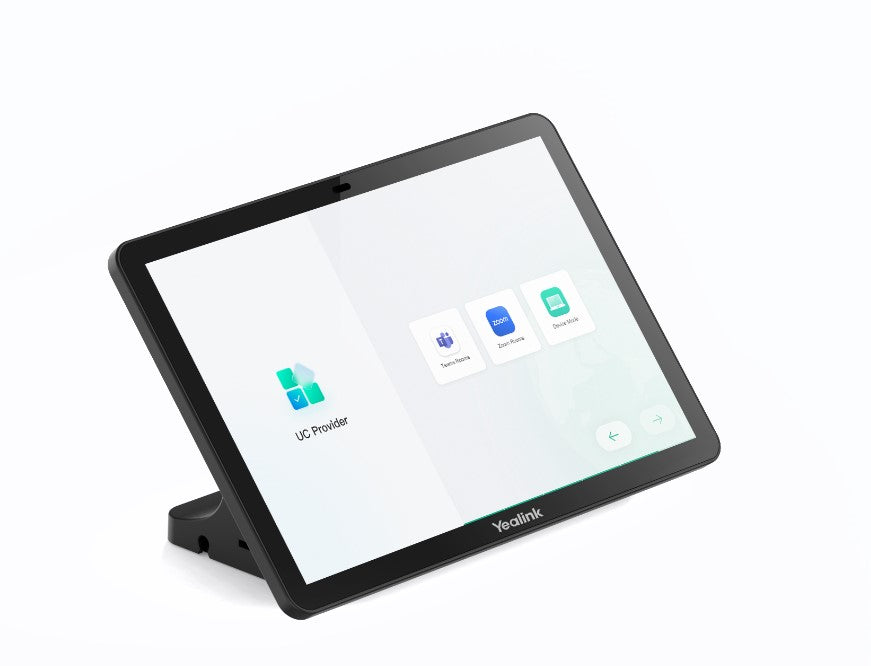 Yealink CTP25 touch panel, MeetingBar A20 compatibility, 10.1in IPS touchscreen, Android 13, Teams Rooms control, USB-C BYOD, 45W charging, Wi‑Fi 6