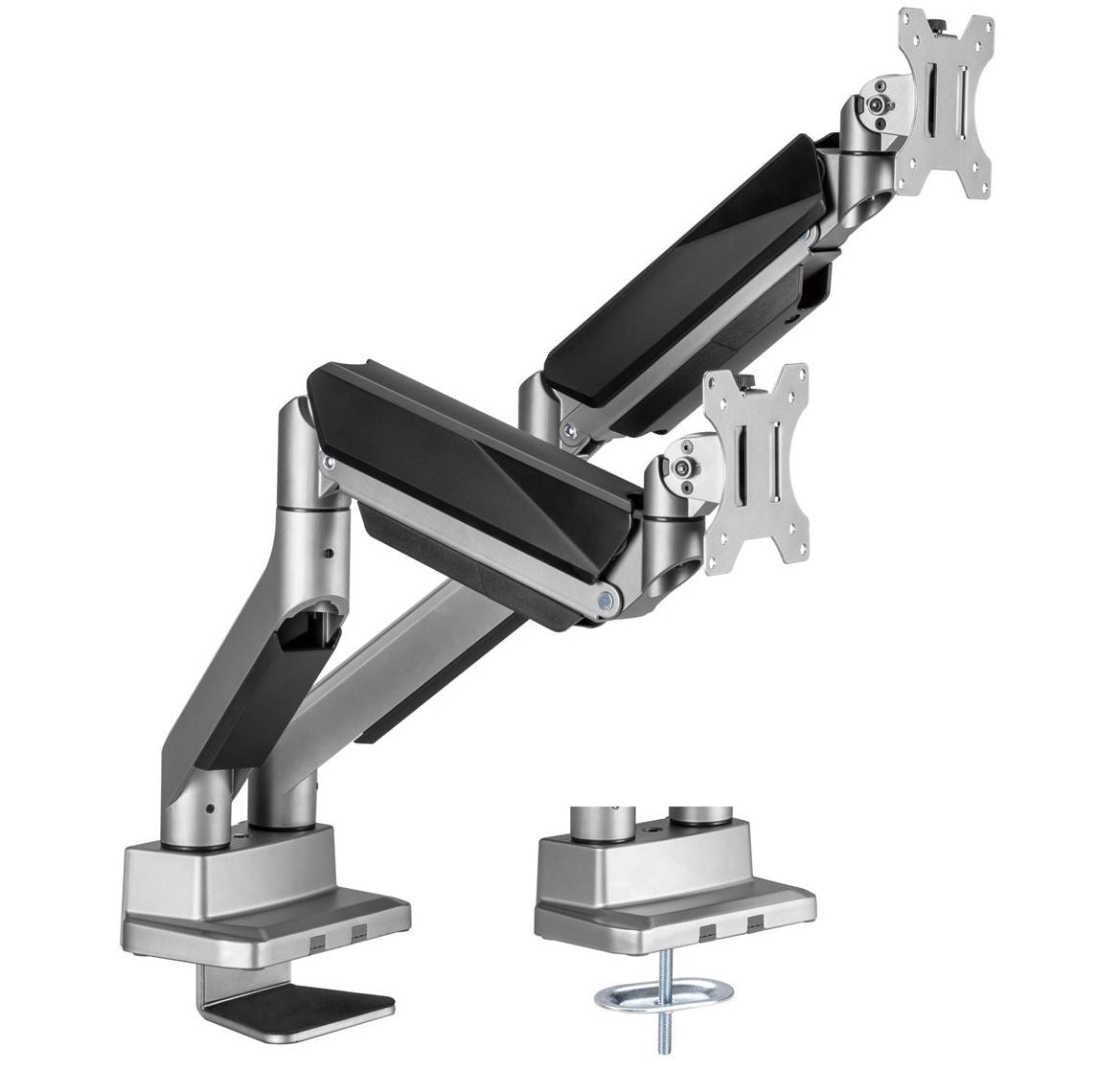 mbeat® activiva Heavy Duty Dual Monitor Screen Gas Spring Monitor Arm Support:For monitors 17'-35’’, each up to15kg. Integrated 180° Rotation