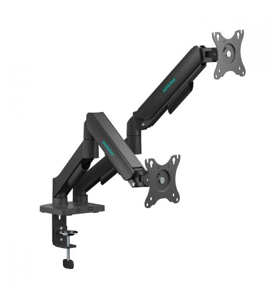 mbeat® activiva Ergolife Dual-Screen Gas Spring Monitor Arm allows you to smoothly adjust the height,angle, and tilt of both screens with minimal