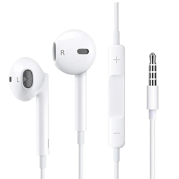 USP Pisen Half-in-Ear 3.5mm Earphones - White, Ergonomic Design ,HD Call Microphone, 5 Years Warranty