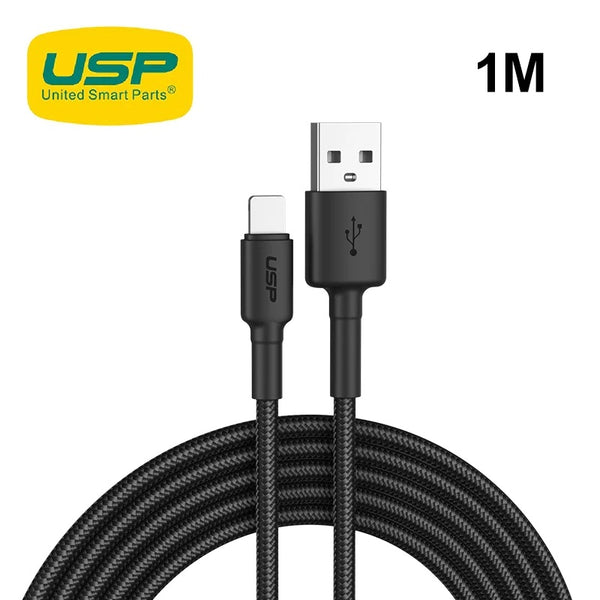USP BoostUp Lightning to USB-A Cable (1M) Black - Quick Charge & Connect, 2.4A Rapid Charge, Nylon Weaving,Apple iPhone/iPad/MacBook,5 Years Warranty