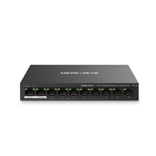 Mercusys MS110P 10-Port 10/100Mbps Desktop Switch with 8-Port PoE+, Up to 250 m