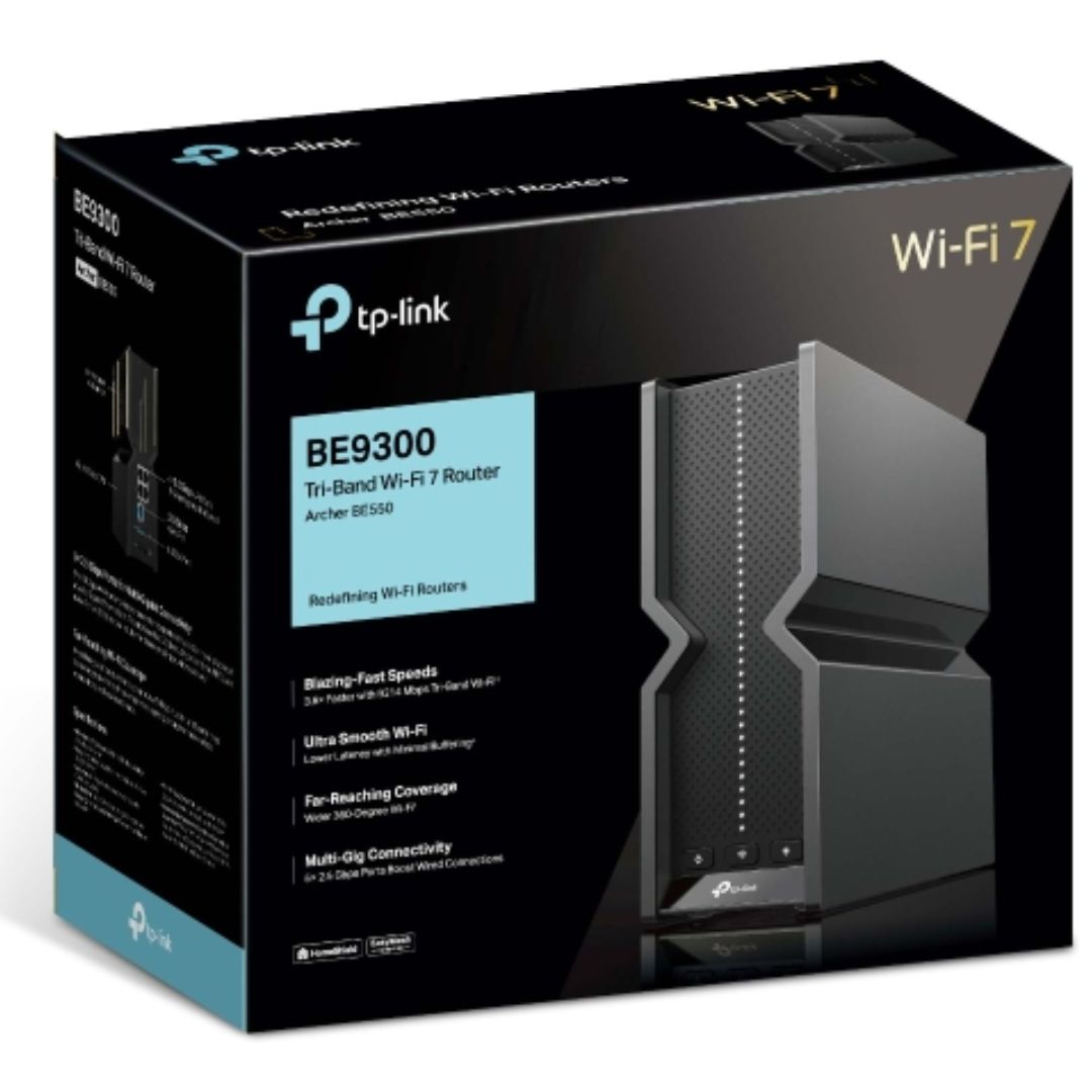 TP-Link Archer BE550 V2 BE9300 Wi-Fi 7 Tri-Band Router 688 Mbps at 2.4 GHz + 2880 Mbps at 5 GHz + 5760 Mbps at 6 , 6× Internal Antennas
