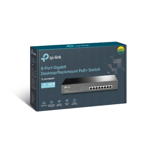 TP-Link TL-SG1008MP 8-Port Gigabit Desktop/Rackmount Switch with 8-Port PoE+ (Replacement model of TL-SG1008PE)