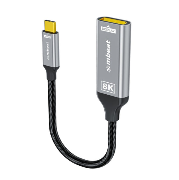mbeat® Tough Link 8K USB-C to DP Adapter - Space Grey USB-C (male) to DisplayPort (female) Up to 32.4Gbps