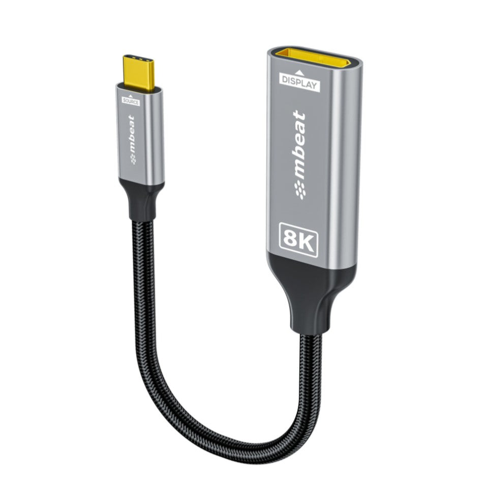 mbeat® Tough Link 8K USB-C to DP Adapter - Space Grey USB-C (male) to DisplayPort (female) Up to 32.4Gbps