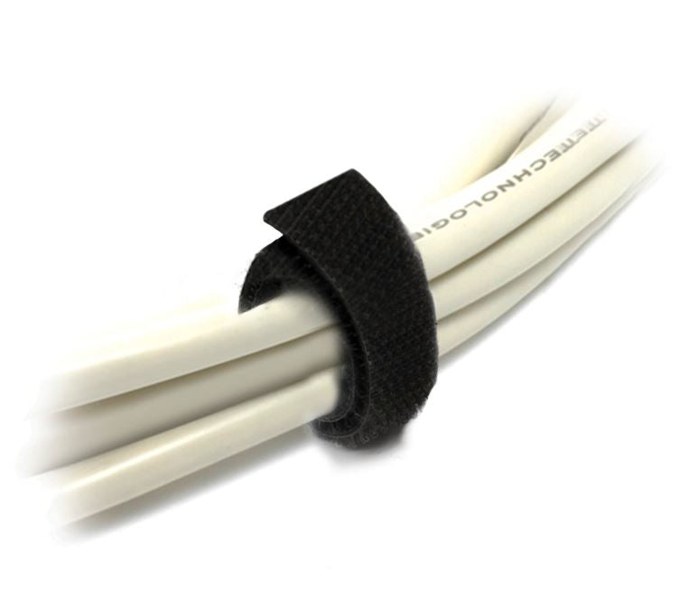 8Ware 25m x 12mm Wide Velcro Cable Tie Hook & Loop Continuous Double Sided Self Adhesive Fastener Sticky Tape Roll Black
