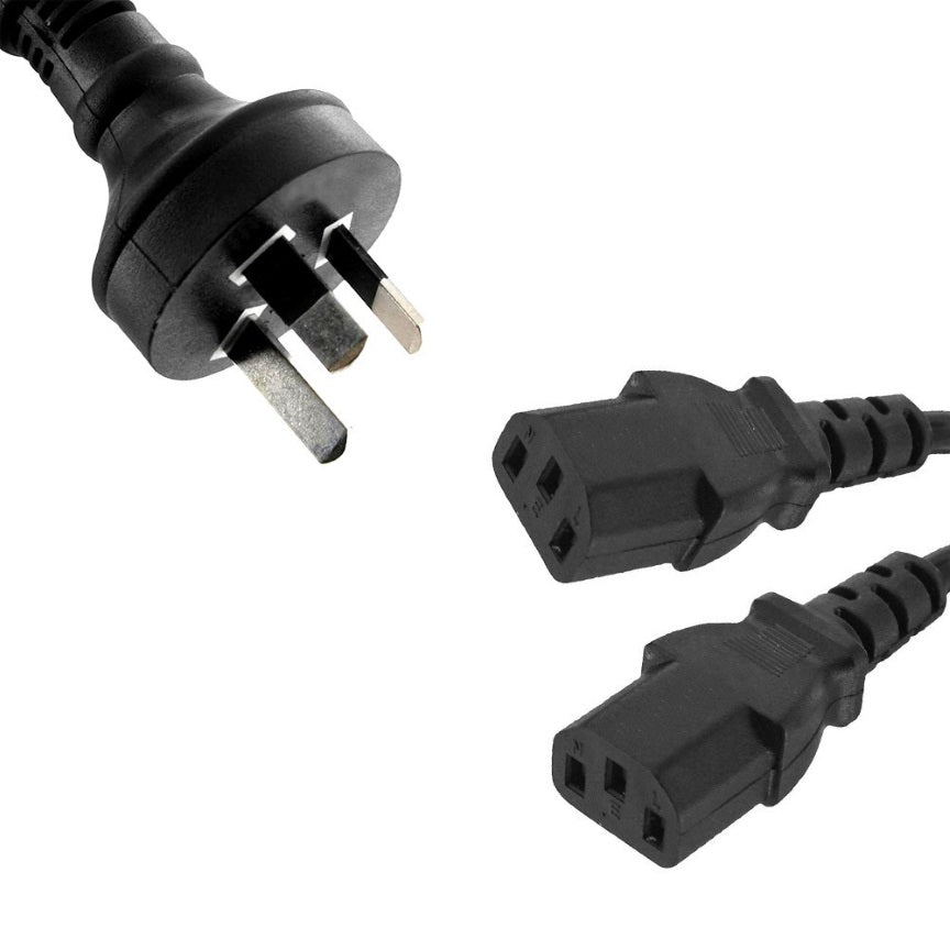 8ware 1m 10amp Y Split Power Cable with AU/NZ 3-pin