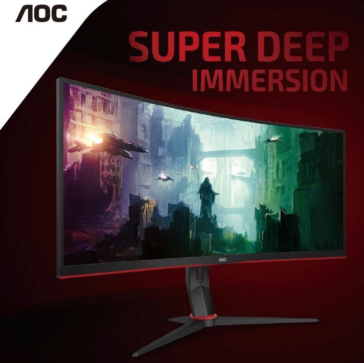 AOC 34' Curved 3440 x 1440 21:9, 1ms, HDR, Ultra Fast 144Hz Panel, Adaptive Sync, HDMI: 2.2, DisplayPort: 2.2 Gaming Monitor