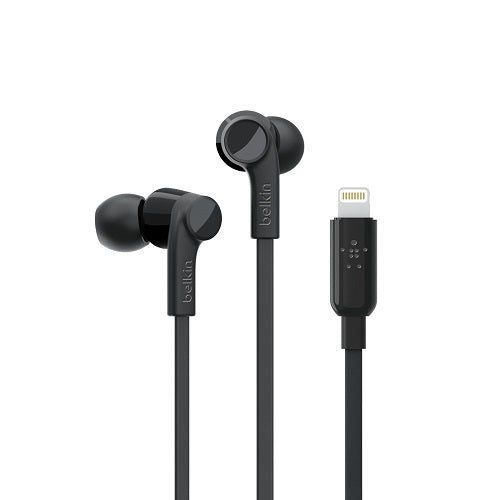 Belkin SOUNDFORM Headphones with Lighting Connector - Black(G3H0001btBLK),MFi-approved,Sweat And Splash-Resistant,Long Lasting Durability,Tangle-Free