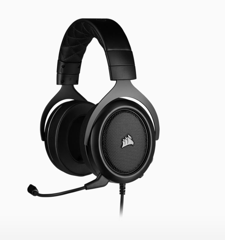 Corsair HS50 PRO Carbon STEREO Gaming Headset, Plush Foam, 50mm neodymium Drivers, Uni-directional mic, Discord certified. Headphone (LS)