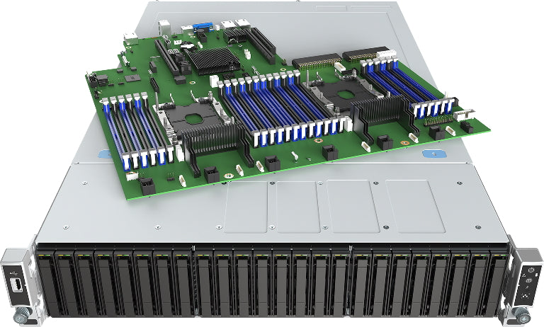 Intel 2U Rackmount Server, Xeon Silver 4216,(1/2),  64GB RAM, 4 x 960GB SSD (4/24) , LSI3108+BBU, 1300w PSU